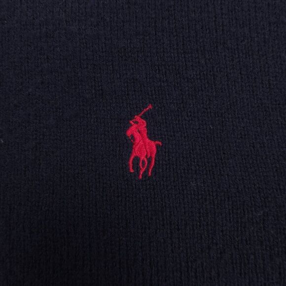 POLO Ralph Lauren Lambswool V-Neck Sweater Navy Old Money Quiet Luxury Preppy XL - Picture 3 of 6